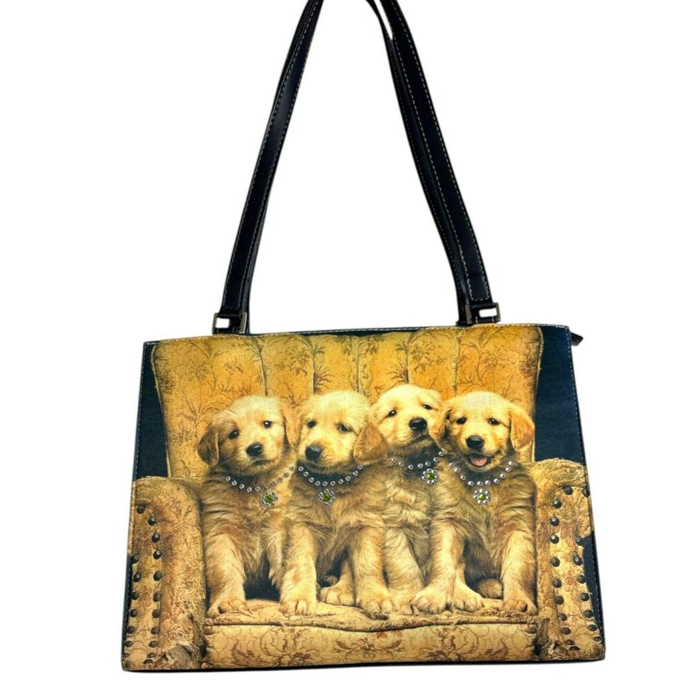 Golden Retriever Puppy Print Tote Bag Dog Lover Purse